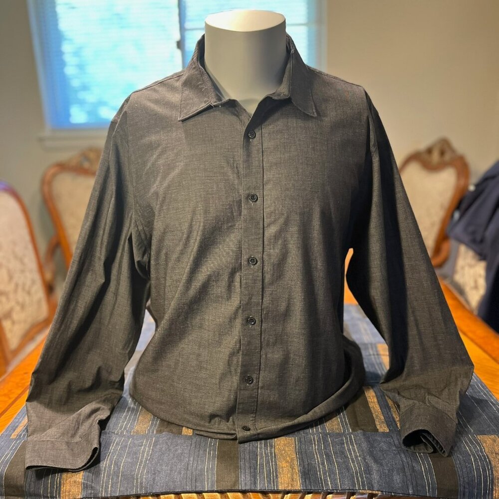 Apt 9 Premier Flex Slim Fit Gray Long Sleeve Dress Shirt XL